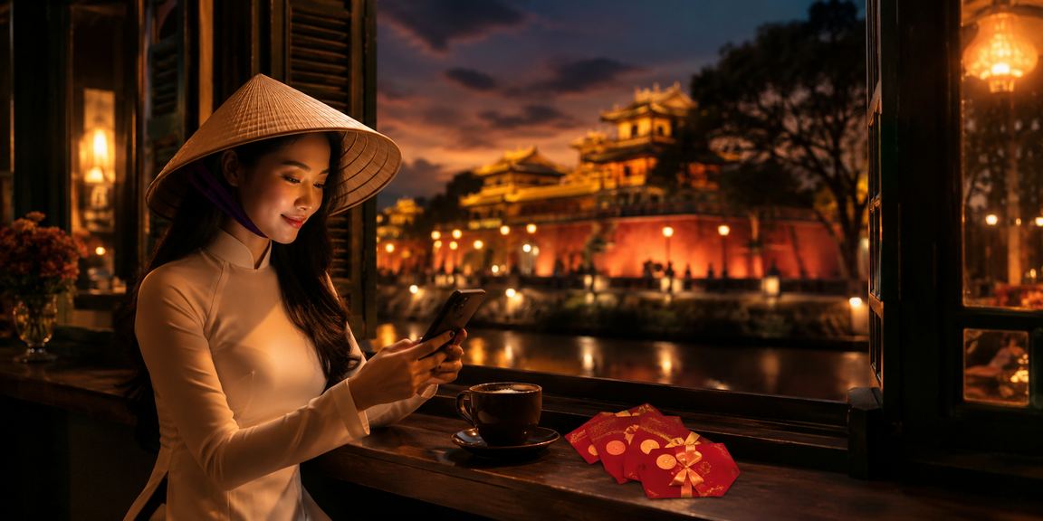 Người chơi Huế nhận bao lì xì thưởng từ u12 trong dịp lễ